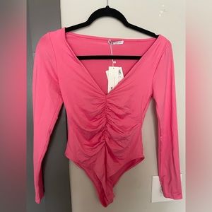 Barbie bubblegum pink Zara bodysuit size medium NWT
